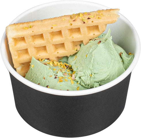 Coppetta 8-Ounce Dessert Cups, 50 Disposable Ice Cream Cups, Sturdy Black Paper Frozen Yogurt Bowls, Lids Sold