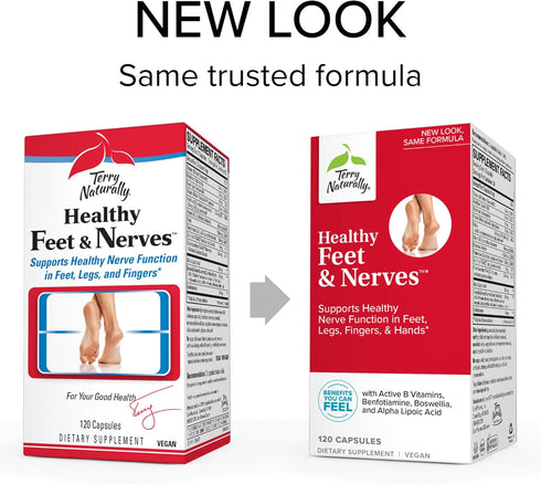 Terry Naturally Healthy Feet & Nerves - 120 Capsules for Healthy Nerve Function - Non-GMO, Vegan