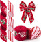 2 Rolls Christmas Ribbon, 2.5" x 10 Yard, Red Pink Candy Cane for Wreaths, Gift Wrapping, Party Supplies
