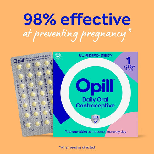 Over-the-Counter 28 Count Opill, Daily Birth Control Pills, Progestin-Only Oral Contraceptive, FDA-Approved