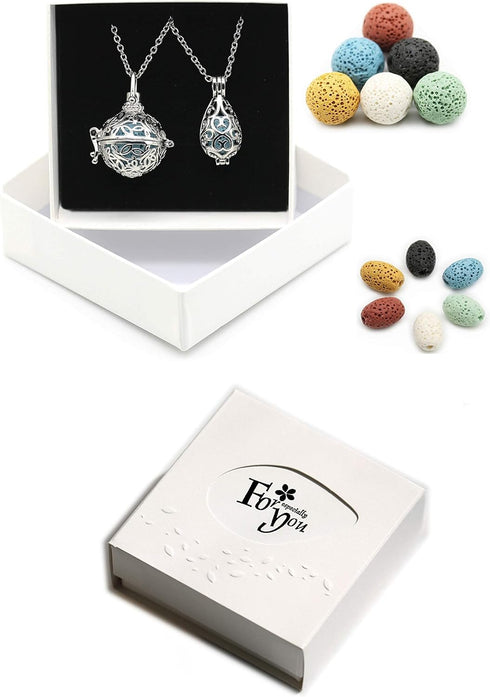 HEDQFM 2 PCS Essential Oil Diffuser Necklace with Gift Box, Aromatherapy Pendant Locket Necklace