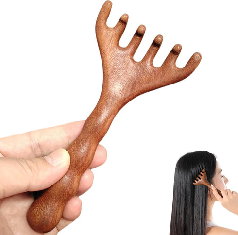 KINTEGOOD Sandalwood Massage Comb, Long Handle Wooden Scalp Massager, Gua Sha Tool for