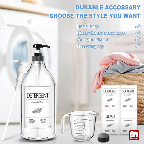 GMISUN Laundry Detergent Dispenser, 2 Pack Liquid Soap Dispenser, 67oz Storage Container
