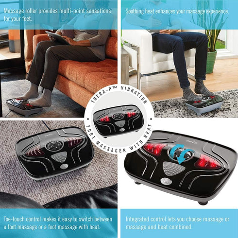Homedics Heated Vibration Foot Massager Machine, Soothing Heat with Multi-Point Sensations & Toe-Touch Control