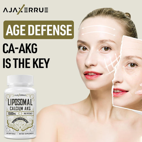 Liposomal Calcium AKG Supplement 1500 MG - High Absorption for Longevity & Cellular Energy, 60 Softgels