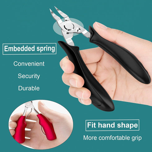 Ingrown Toenail Clippers Upgrade, Steel Nail Clippers for Professional Podiatrist, Long Handle Curved Blade Tool