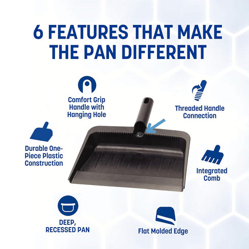 Carlisle FoodService Products 8 Inch Heavy-Duty Dust Pan, Durable Plastic, Black - For Home and Commercial Use