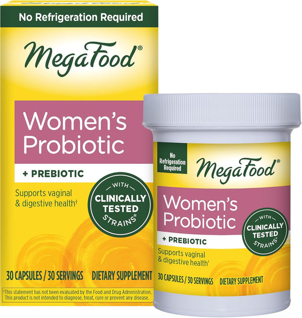 MegaFood Women's Probiotic + Prebiotic, Gluten-Free for Digestive Health & Regularity, 30 Capsules