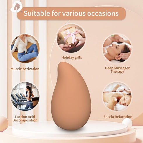 Mango-Shaped Relaxation Muscles Massage Tool for Shoulder, Neck and Back, Soft Rechargeable Waterproof Handheld