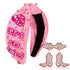 Hot Pink Rhinestone Headband - Western Knotted Headband, Beaded YEEHAW Cowboy Boot Accessories