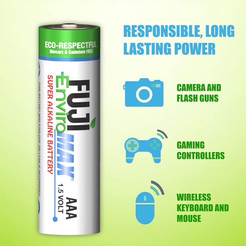 Fuji Batteries 4400BP2 EnviroMax AAA Super Alkaline Batteries, 2 Pack
