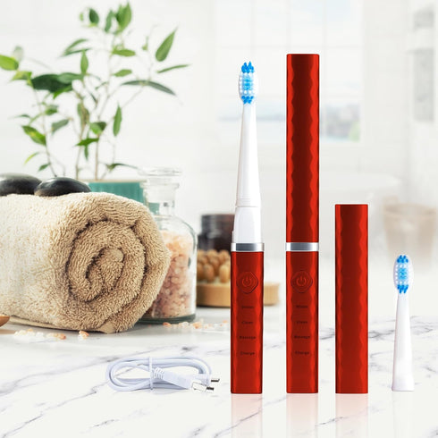 Portable USB Sonic Toothbrush - Red Metallic