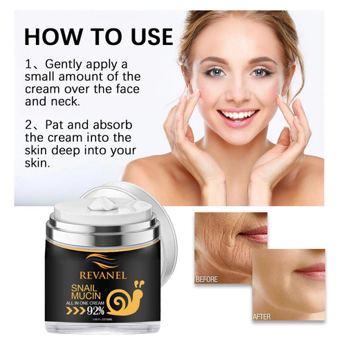 Snail Mucin 92% All in One Repair Cream - Daily Face Moisturizer for Dry Skin, Korean Skincare 1.96 Fl.Oz