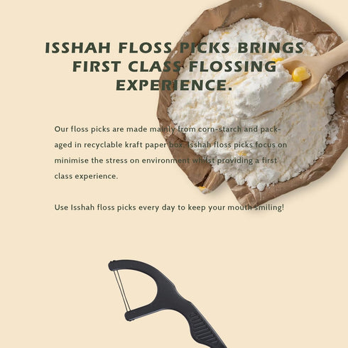 Natural Dental Floss Picks (300 Count), Plant Based, PETA Approved Vegan, Eco Friendly, Sustainable Flossers - Charcoal