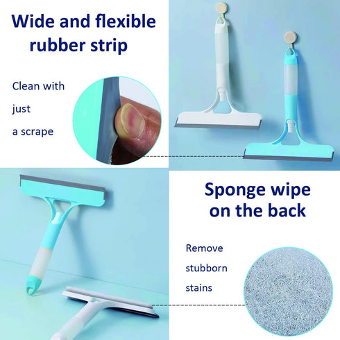 HTOOLPRO 2 Pack 3 1, All-Purpose Shower Squeegee for Shower Glass Door, Shower Glass Cleaner Squeegee with Spray