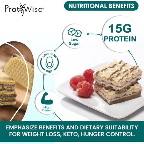 ProtiWise Protein Wafer Crisp Bar | 5/Box | KETO Diet Friendly, Weight Loss Snack with 15g Protein