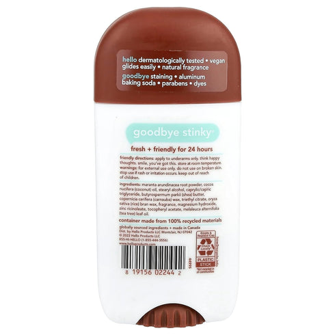 HELLO Sweet Coconut Deodorant, 2.6 OZ for Freshness.