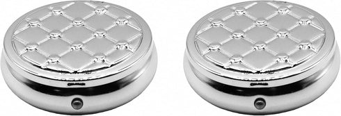 Set 2 of Circular Embossed Triple-Compartment Pocket Purse Pill Box & Organizer (Silver Hearts)