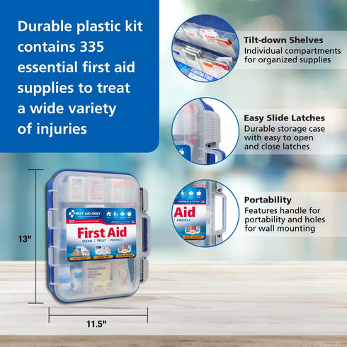 First Aid Only OSHA-Compliant 100-Person Emergency First Aid Kit, 335 Pieces for Home, Work, Travel