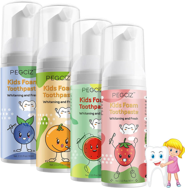 Foam Toothpaste for Kids with Fruit Flavor, Toddler Foam Toothpaste for U Shaped Toothbrush, 4 Pack