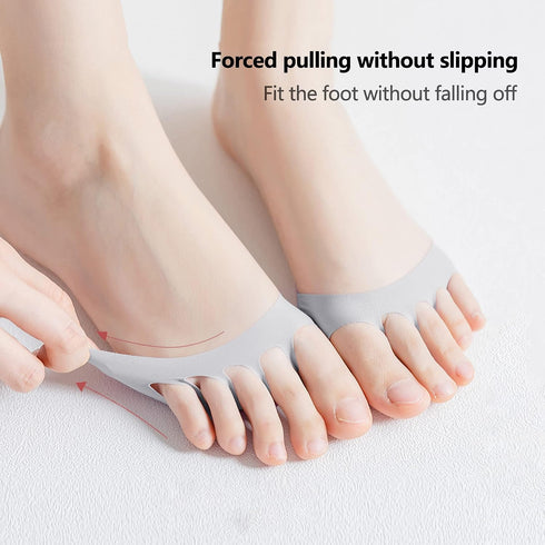 Keroius Pad,4 (4 Ball of Foot Cushions Pairs Honeycomb Fabric Forefoot Pads for Metatarsal,No Show Women's Half Socks