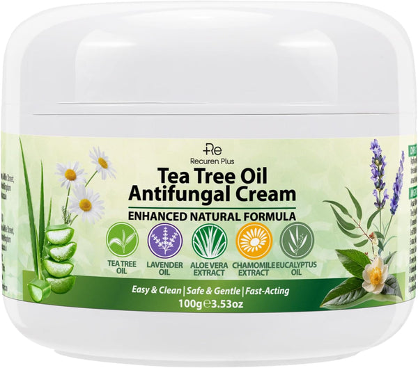Recuren Plus Antifungal Cream with Tea Tree Oil Advanced Herbal Relief for Skin Fungus,