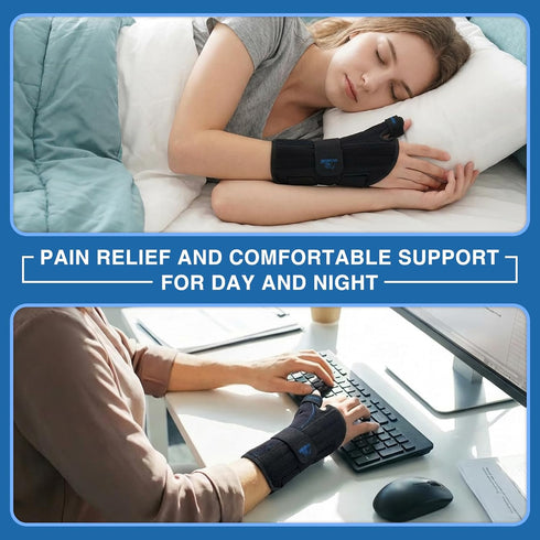 NuCamper Carpal Tunnel Wrist Brace with Thumb Support, Thumb Brace Spica Splint for De Quervains Tenosynovitis