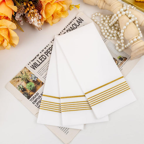 200 PCS Gold Napkins, Disposable Hand Towels, Soft Linen Feel Dinner Napkins for Kitchen and Parties