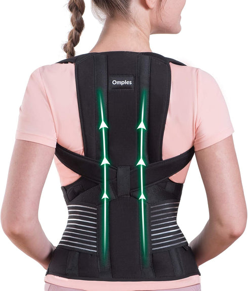 Omples Posture Corrector for Women and Men, Thoracic Back Brace Straightener for Body Correction and Neck Pain Relief,