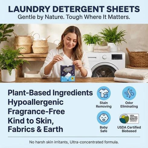 SEAPACT 120 Eco-Friendly Laundry Detergent Sheets - Loads - Fresh Linen Scent - Powerful Cleaning, Dissolves Easily