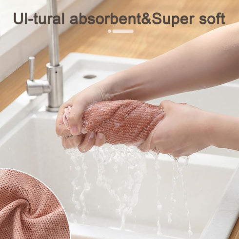 6 Pack Kitchen Dish Cloths - Super Absorbent Microfiber Cleaning Towels, 12x12 Inches