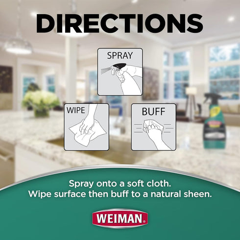 Weiman Disinfectant Granite Cleaner and Polish - Safely Clean and Shine Granite, Marble, and Quartz Countertops
