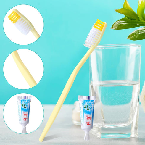 meekoo 200 Set Disposable Toothbrush with Toothpaste - Individually Wrapped Travel Toothbrush Kit for Homeless Hygiene,