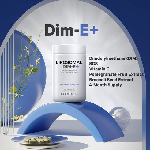 Codeage Liposomal DIM Supplement, 4 Months Supply of DIM Vitamins & Tocopherols - Gluten-Free - 120 Capsules
