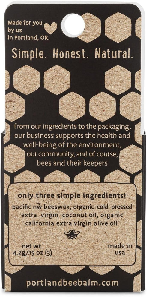 Portland Bee Balm All Natural Handmade Beeswax Lip Balm - Unscented, 3 Count