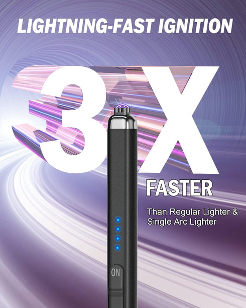Upgraded Dual Arc Electric Candle Lighter, Rechargeable USB Plasma Arc Lighter for Candle, Obsidian Black