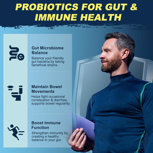 Probiotics for Men, 120 Billion CFUs, 90 Capsules with Digestive Enzymes & Prebiotics for Gut & Prostate Health