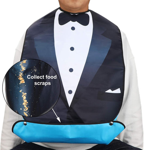 Machine Washable Bow Tie Adult Bibs for Men - Crumb Catcher Design