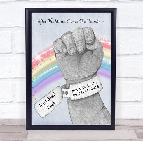 The Card Zoo Rainbow Baby Fist Name Tag Blue Grey Boy New Baby Birth Details