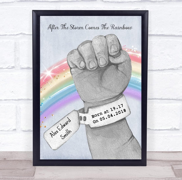 The Card Zoo Rainbow Baby Fist Name Tag Blue Grey Boy New Baby Birth Details