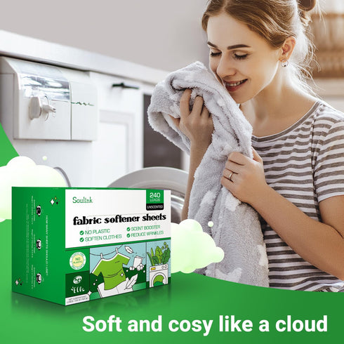 Fabric Softener Sheets - No Plastic Jug Soap Strips for Washing Machine, Alternative to Liquid and Pods, Unscented, Up