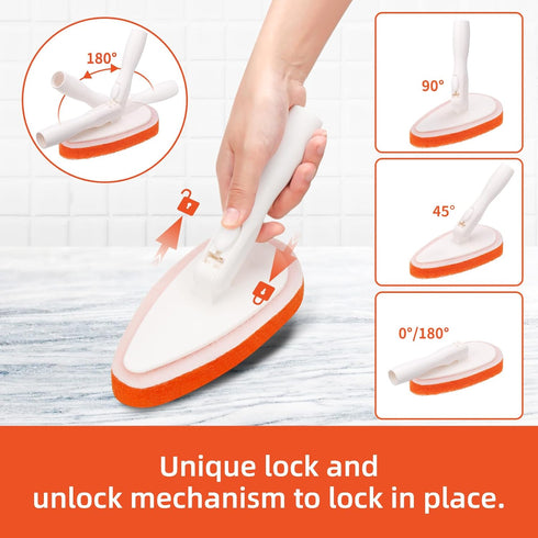 Qaestfy Shower Bathtub Tile Scrubber Cleaning Brush with 51'' Handle, 5 Non-Scratch Scouring Pads.