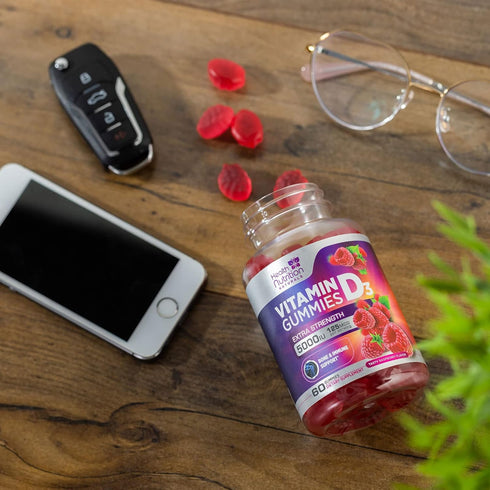 Vitamin D3 Gummies Extra Strength 5000 IU (125 mcg), 60 Gummies - Bone, Teeth, Muscle & Immune Support