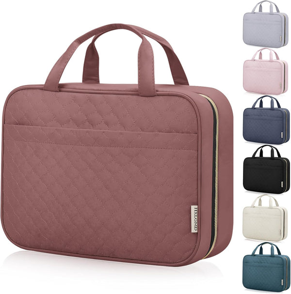 Travel Toiletry Bag for Women, Portable Makeup Cosmetic Organizer with Hanging Hook, 3 in 1 Packing Organizer