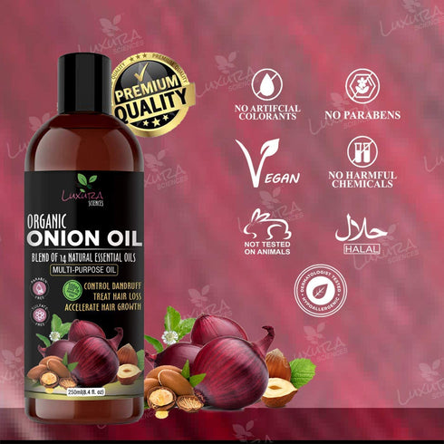 Organic Onion Oil | Controls Hair Loss, Dandruff, & Growth | Infused with 14 Essential Oils for Strong Roots