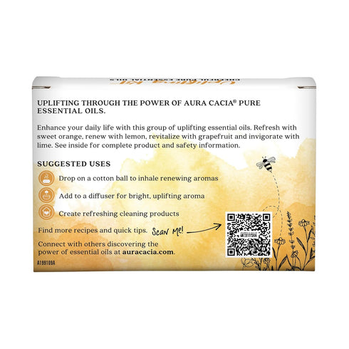 Aura Cacia Cheerful Essential Oils Uplifting Kit - 0.25 fl oz 4-Pack: Grapefruit, Lemon, Lime, Sweet Orange Oils