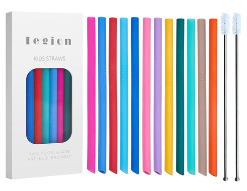 Mini Short Pinch Test Passed 5.5" Replacement Reusable Silicone Small Straws for Toddlers & Kids