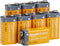 Amazon Basics 8-Pack 9V Alkaline Batteries, 5-Year Shelf Life for Smoke/CO Detector, Electronics
