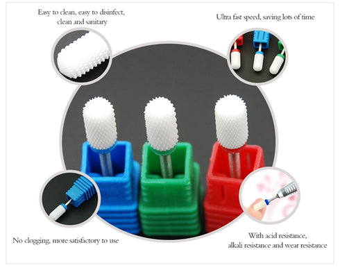 Round Head Ceramic Nail Drill Bit for Electric Nail Drill, Green Coarse