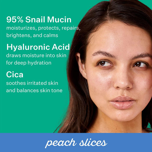 Peach Slices Snail Rescue Blemish Busting Toner, 95% Snail Mucin, Hydrates & Balances, Korean Skin Care, 4.05 oz